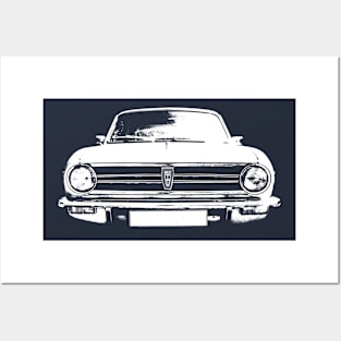 Austin Maxi 1970s British classic car monoblock white Posters and Art